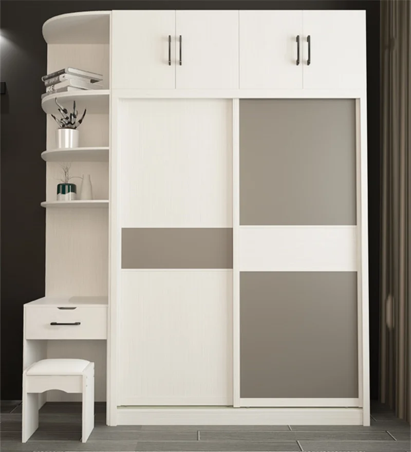 Custom Wardrobe with dresser and locker plus top cabinet Multifunctional  Sliding Door Wardrobe Home Bedroom Furniture