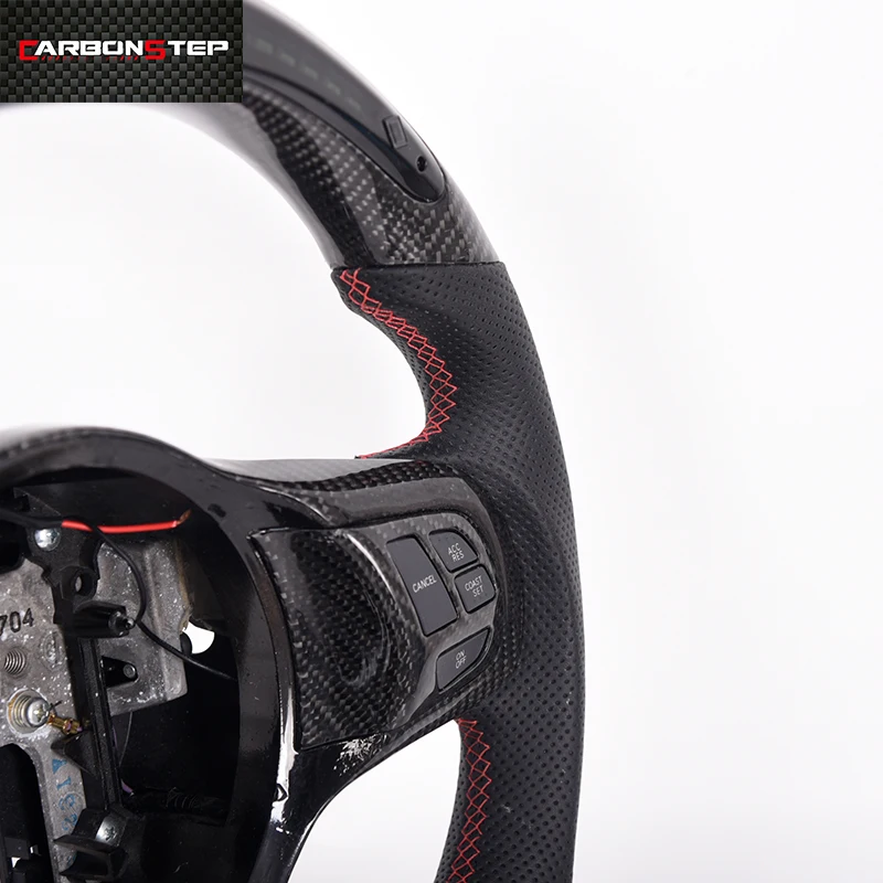 Wholesale Custom  glossy Carbon Fiber real leather LED racing display Car Steering Wheel for Mitsubishi EVO