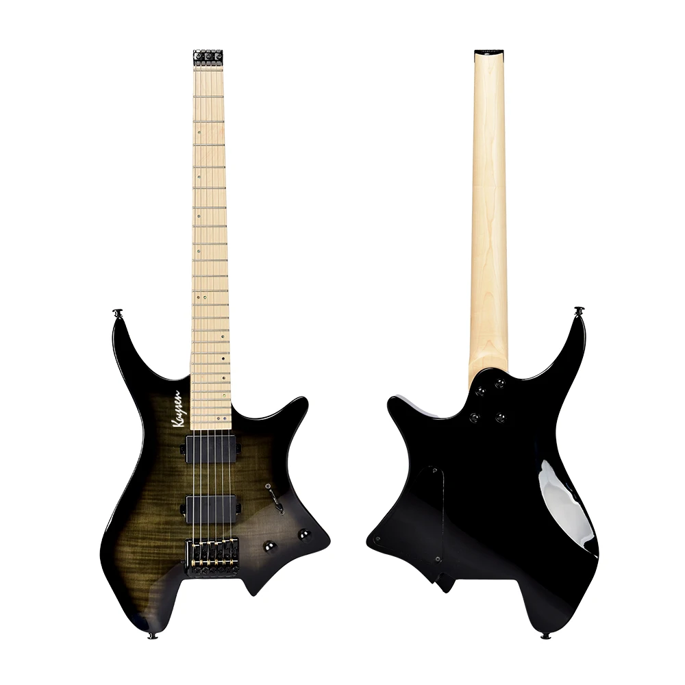 Wholesale OEM travel small headless 6strings electric guitar solid-body, black color