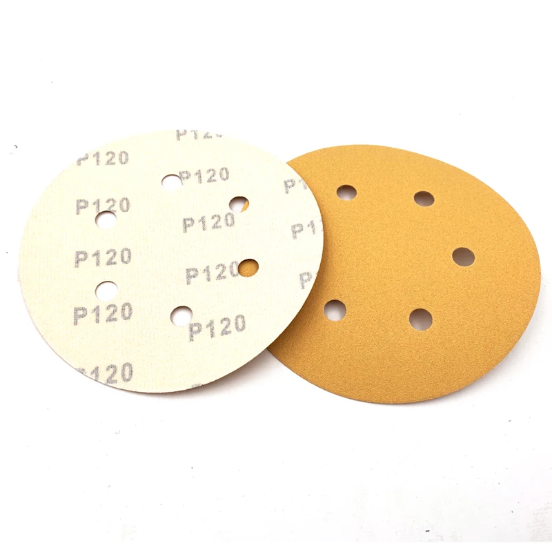 Abrasive Tools Aluminum Oxide Hook And Loop Sand Paper Yellow Color Sanding Paper Discs For Automotive Industry