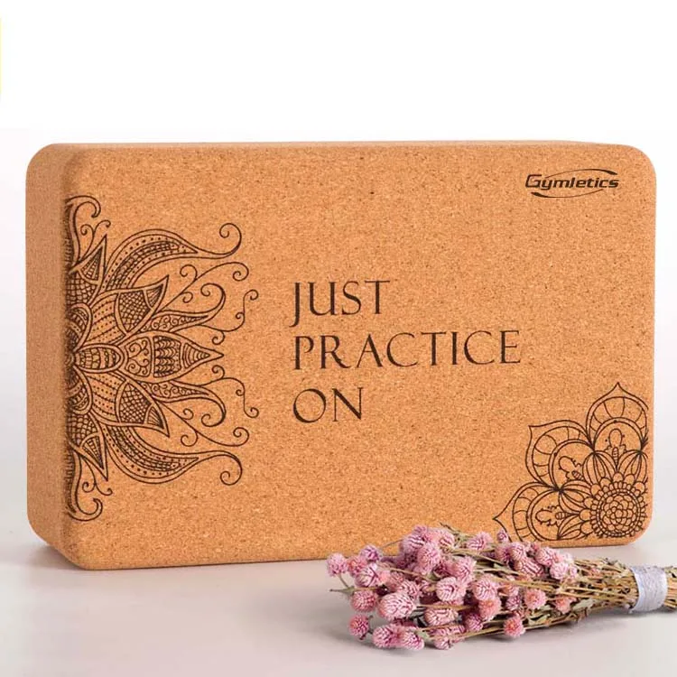 Пользовательский Печатный узор спортивные инструменты аксессуары пробковый деревянный блок для йоги