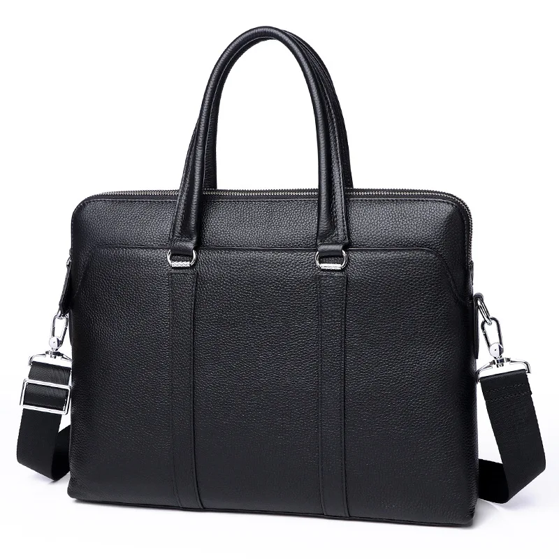 OEM Customized full grain cow leather in stock Mens Laptop Business Leather Big Capacity Messenger Briefcase Bags
