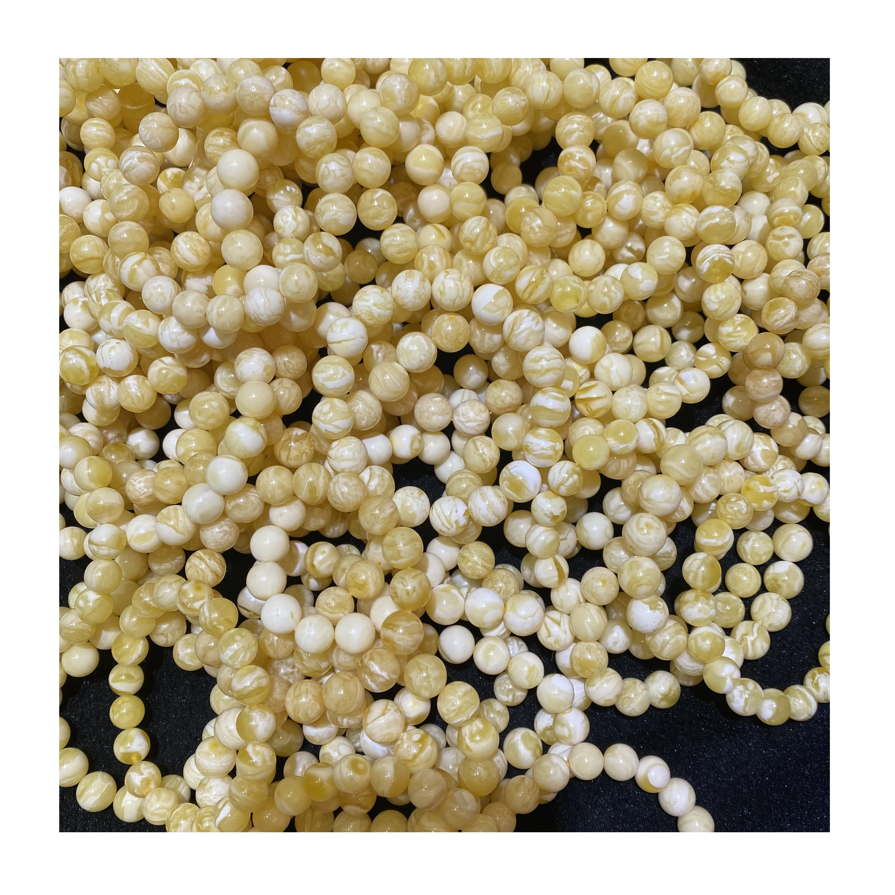 Russian natural Baltic Amber 10-12mm round bead amber White Amber Bead hand string Muslim prayer beads