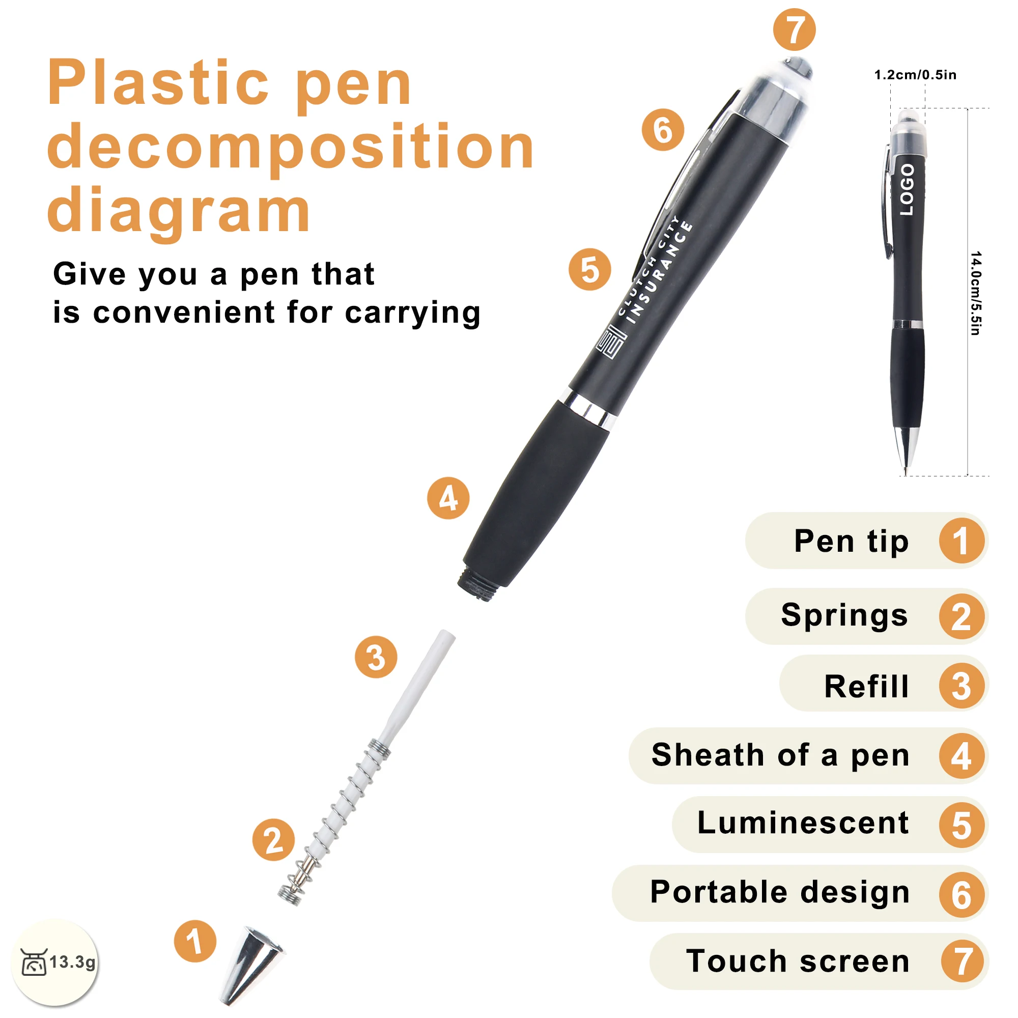 Cheapest LED Light Plastic Customized Logo Ballpoint Pen With Printed For Touch Stylus Screen Phone
