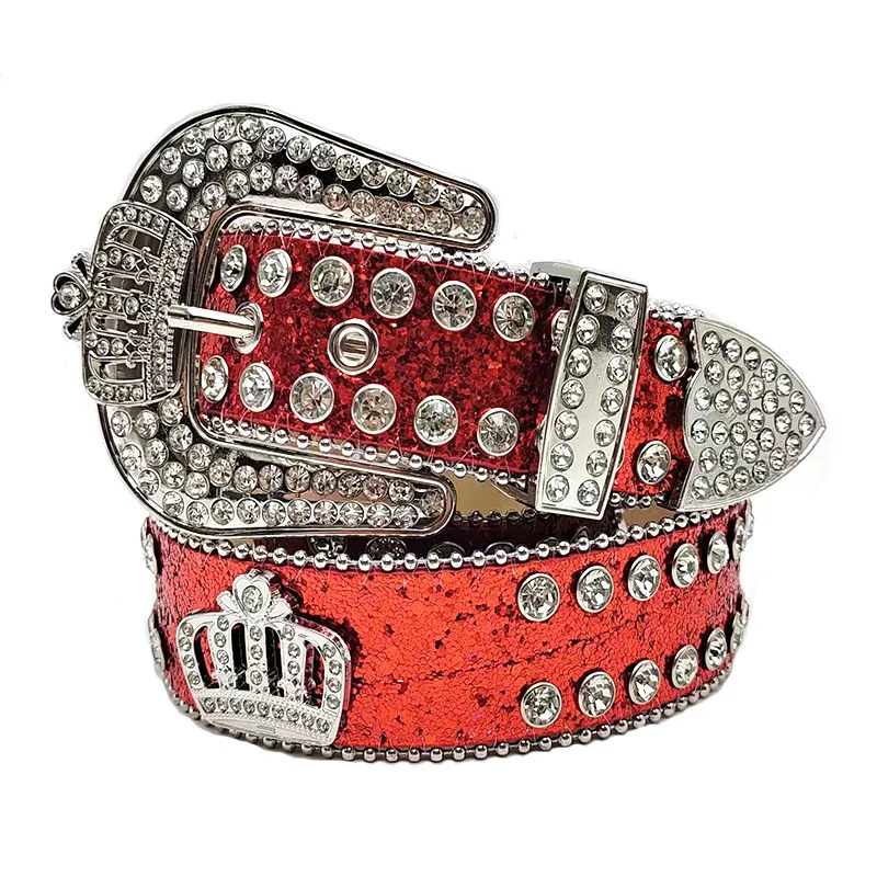 New rhinestone belt  with Royal crown buckle  for Jeans Pants