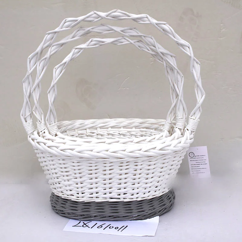 High quality Handwoven Rattan Shopping Basket Fruit Basket Wicker Basket gifts and flowers with handle