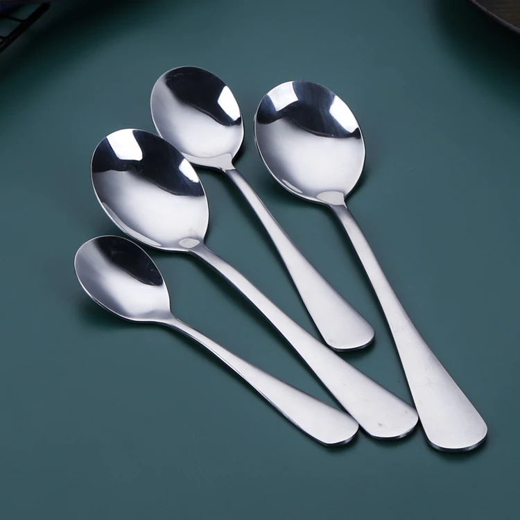 Salad Dessert Appetizer Stainless Steel Oval Spoon Set Household Restaurant Dessert Fruit Ice Cream Cake Coffee Spoon