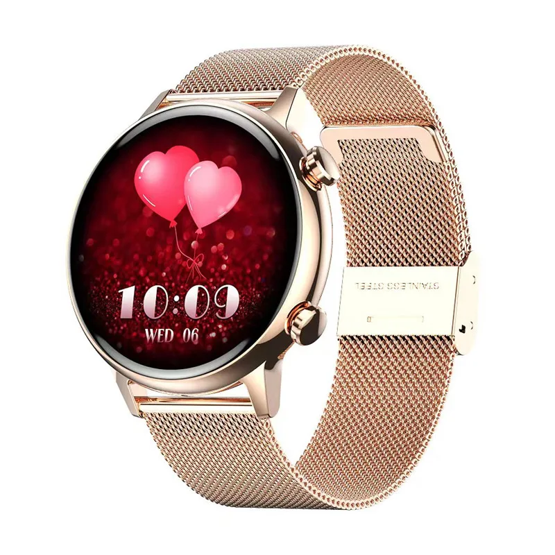 Trending products 2023 new arrivals amoled smartwatch best Metallic gold ladies smart watch for women stainless steel full touch