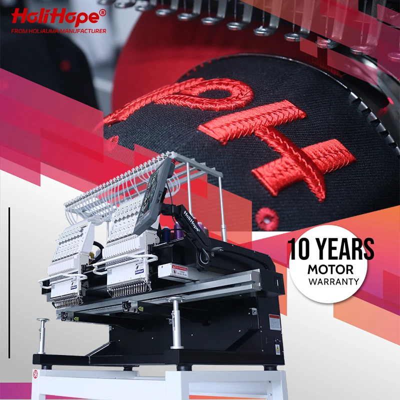 10-years warranty HOLiAUMA 15 color commercial computerized embroidery machine black technology 2 heads embroidery machines