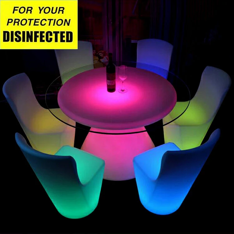 Outdoor LED Furniture Dining Table and Chairs Plastic Garden Furniture