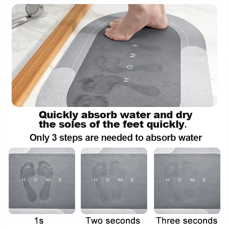Bath Mat Super Absorbent Non slip Diatom Mud Bathroom Rug Quick Drying Bath Shower Rug Kitchen Entrance Door Mats Home Floor Mat