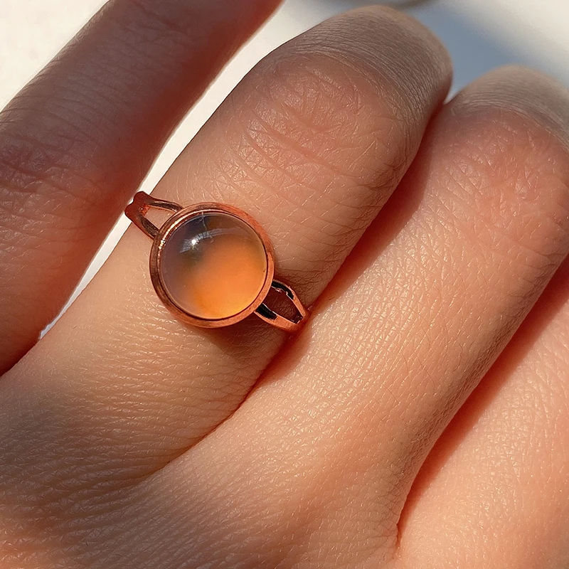 10mm Healing Natural Stone Crystal Rings Round Open Adjustable Amethysts Lapis Pink Quartz Women Ring Party Wedding Jewelry