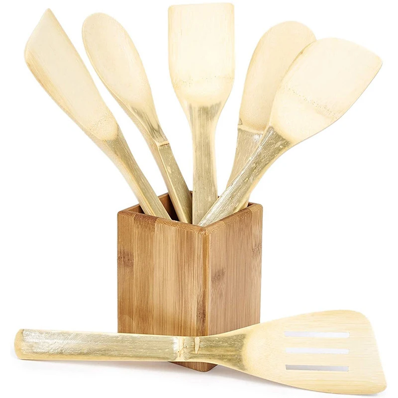 Natural Travel Wood Spatula Spoon Nonstick Kitchen Utensil Set