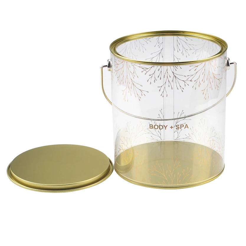 Big selling clear round PET plastic jar with lids handle for candy  food storage