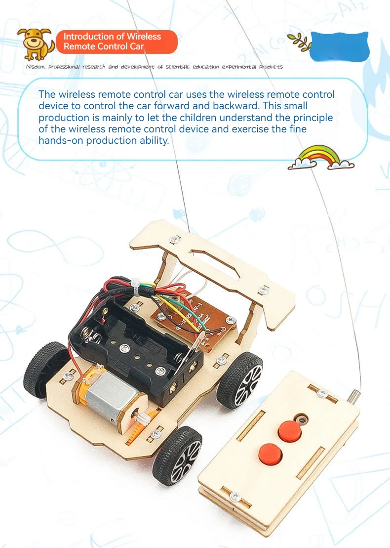 Technological Production DIY Wireless Remote Control Car Science Experiment Primary and Secondary School STEM Education Handmade