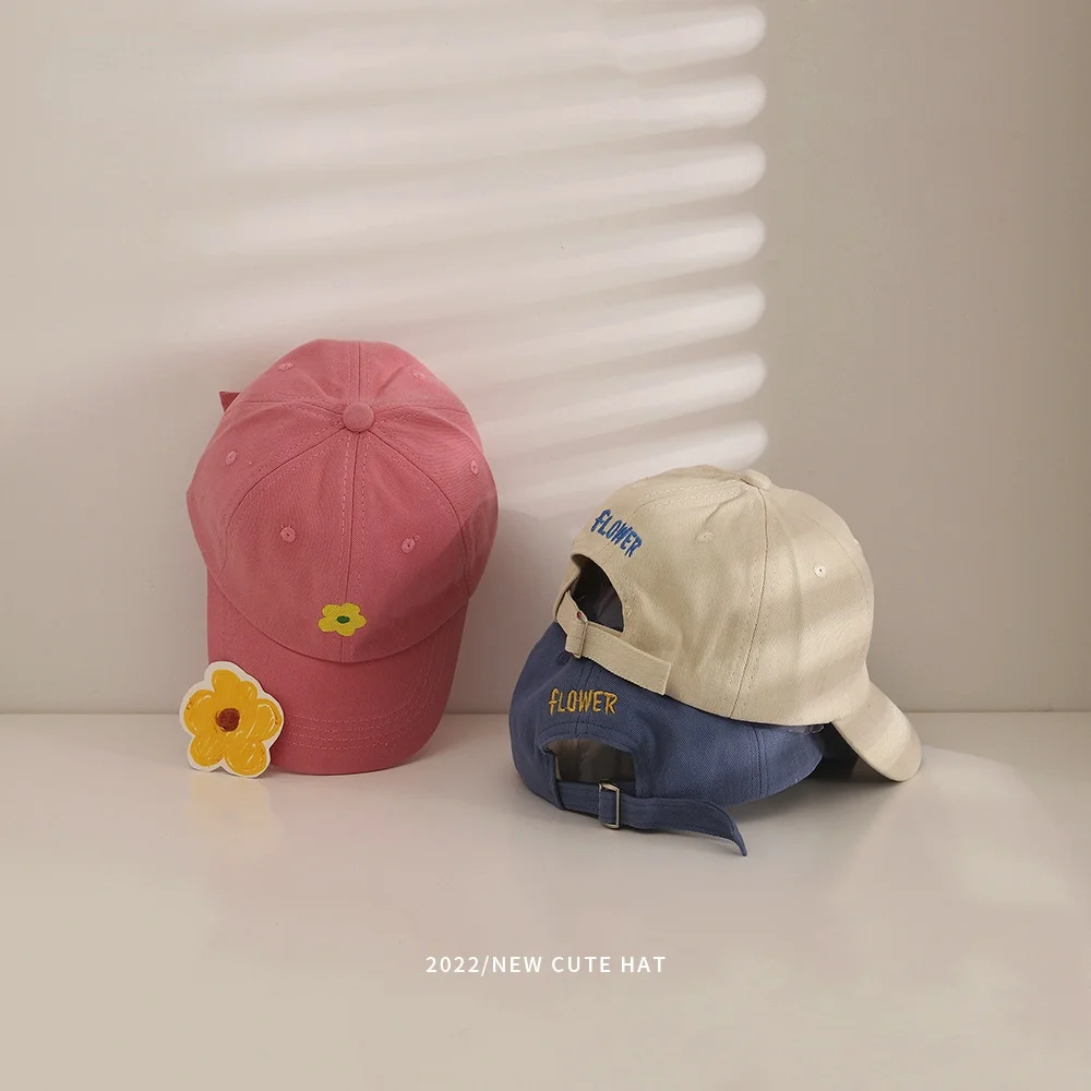 MTBB Kids Relaxed Fit Strapback Cap 2022 Unstructured Soft Cotton Flower Adjustable Hat Girls 2-4Y