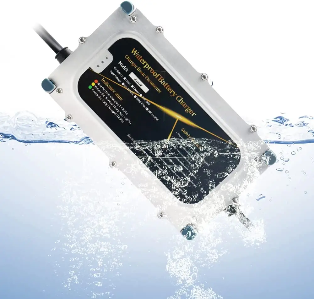 Waterproof IP67 car Lithium battery charger 18A, 20A, 25.2VDC Lipo Battery charger for 6s lipo batteries 22.2v 24v battery