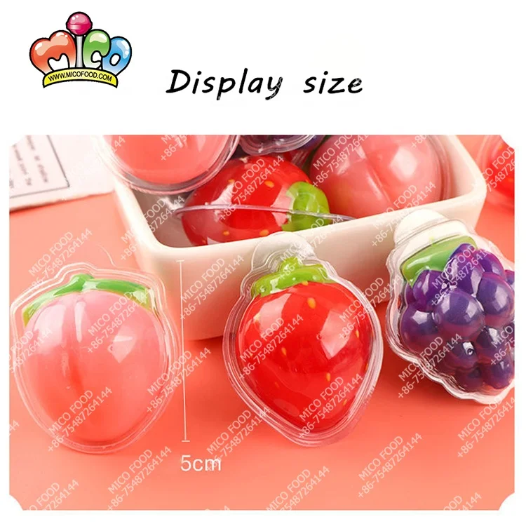 18g Factory Wholesale Gummy Candy Hot Sale Halal 3D Fruit Shape Filling Jelly Soft Gummy Candy