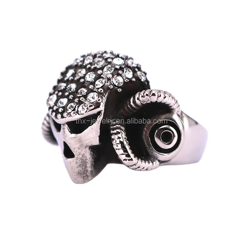 Vintage Rock Punk Men Jewelry Warrior Mask Stainless Steel Rings for Men Motorcycle Biker Rings