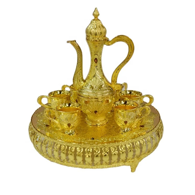 Saudi Arabic Luxury Mid-east Craft Gift 8 pcs Tea Coffee Cup Drinking Set