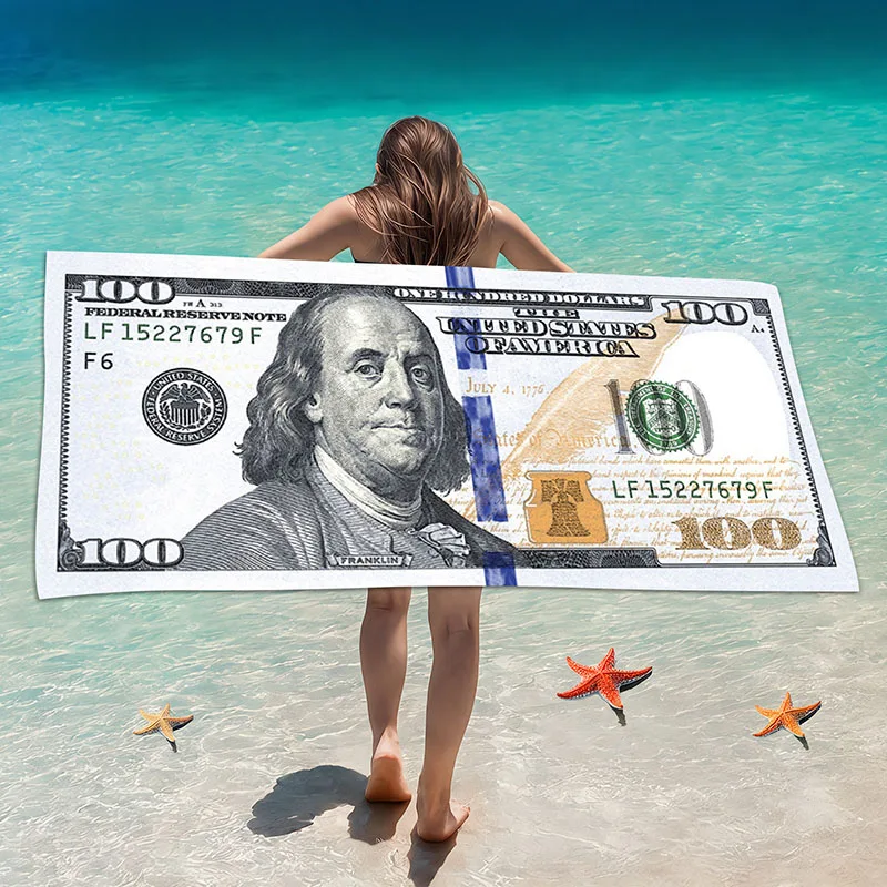 Hot Selling Dollar Beach Towel - Ultra-Fine Fiber Printed Bath Towel - Customizable Absorbent Towel