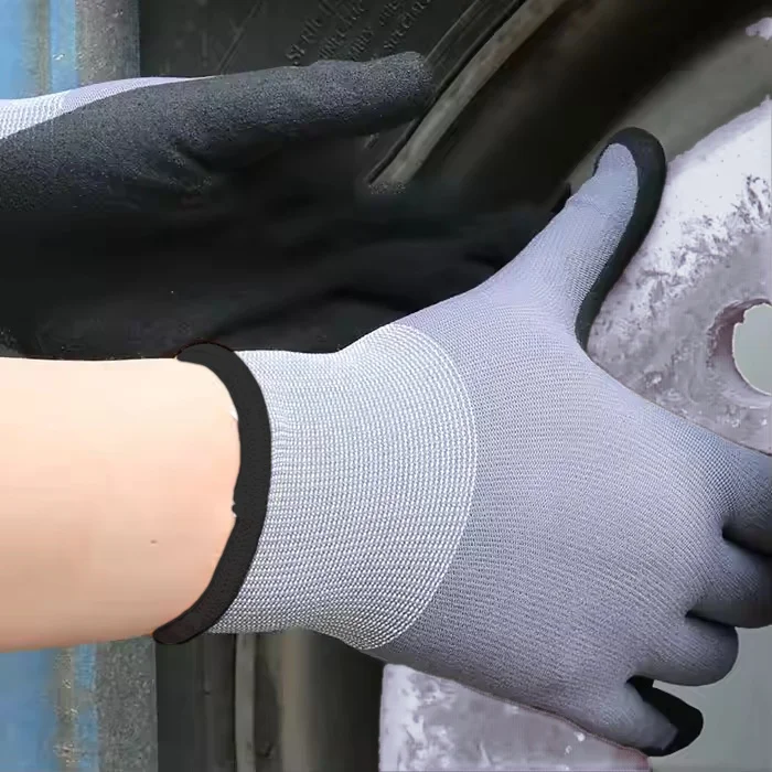 15G Spandex Nylon Nitrile Frosted Protective Gloves Nitrile Garden Safety Gloves