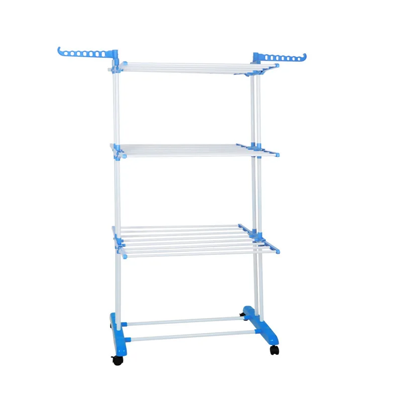 3 Tier Rolling Clothes Drying Rack Folding Laundry Garment Dryer Stand Clothes Horses Rack