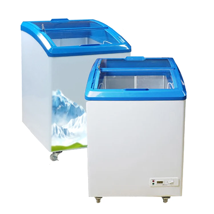 Kolice Free delivery/express to door 2 baskets single temperature glass open door ice cream showcase chest freezer