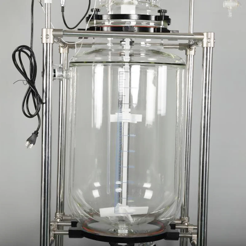 5l 10l 30l 30 L 100l 5 50 100 Liter Lab Industrial Vacuum Heated Jacketed Sealed Crystallization Filter Glass Reactor