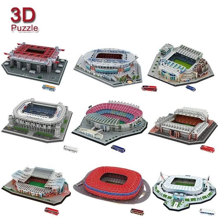 Support customized Football Basketball Stadium DIY Assemble Model Toy Funny  for 3D jigsaw Puzzles Toy