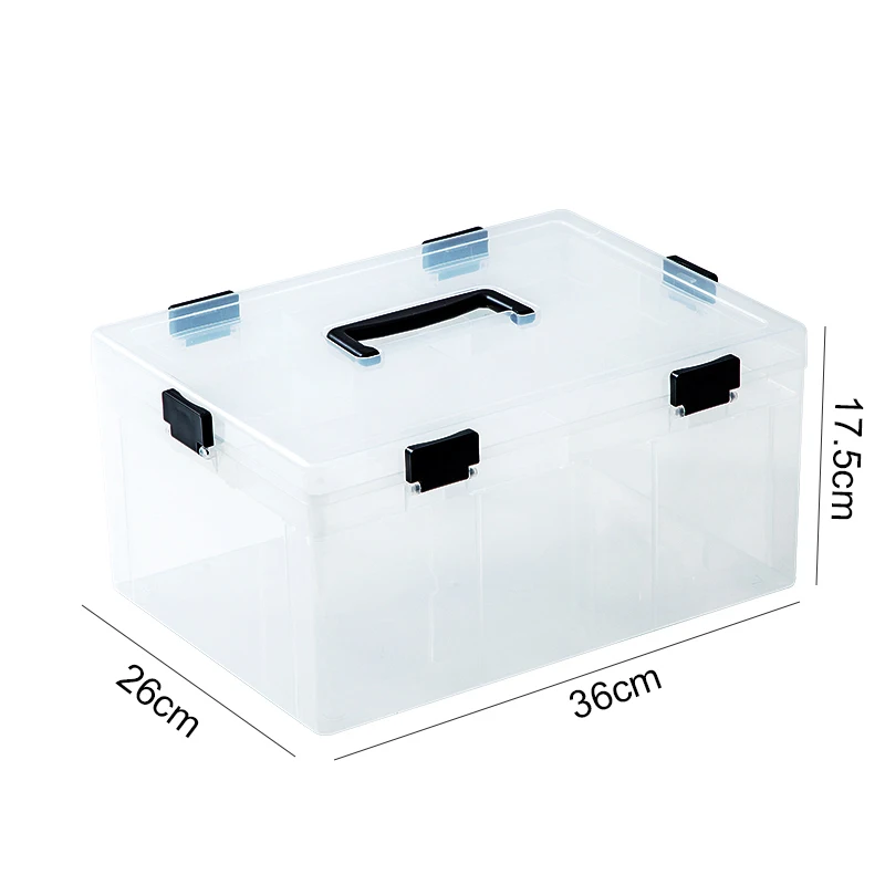 In Stock 2 Layers Large Transparent Portable Storage Organizer Plastic Lego Storage Box With Handle