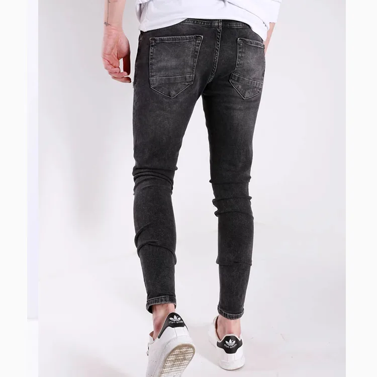 Fancy New Fashion Street Style Super Skinny With the Custom logo Printing Patch on the Hole Ripped Men Jeans