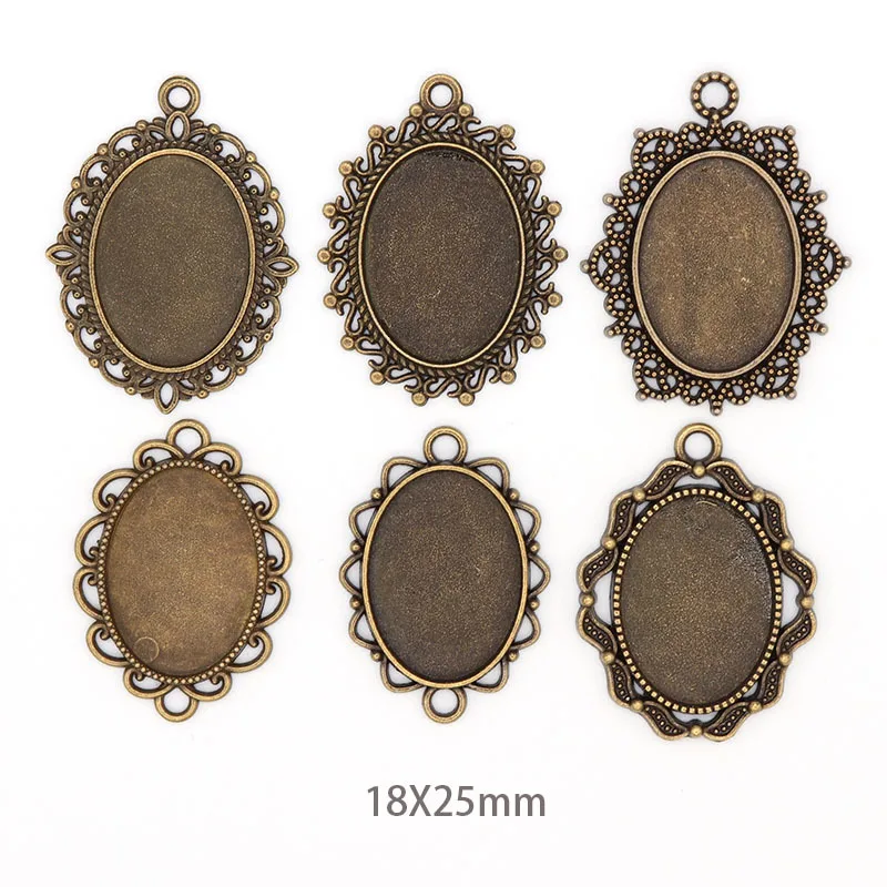 Oval Cabochon Cameo Settings Charms Pendants Tray 25mm x 18mm
