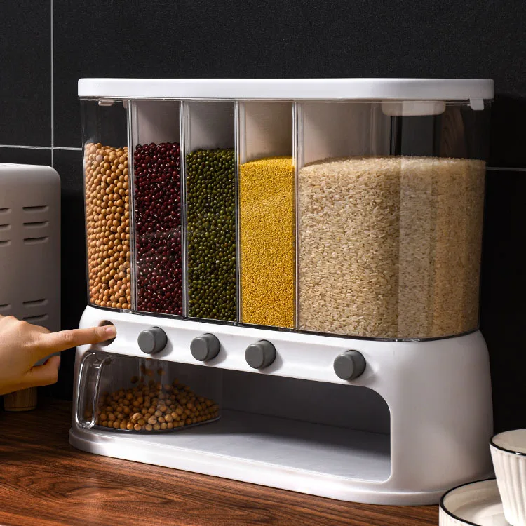 Food Storage Box Plastic cereal Dispenser Storage Box Kitchen Food Grain Rice Container