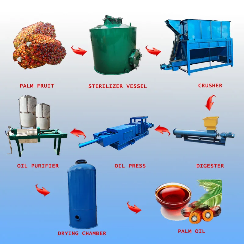 1T/H Small Scale Palm Fruit Oil Pressing Machine Palm oil Mill Palm Oil Production Line