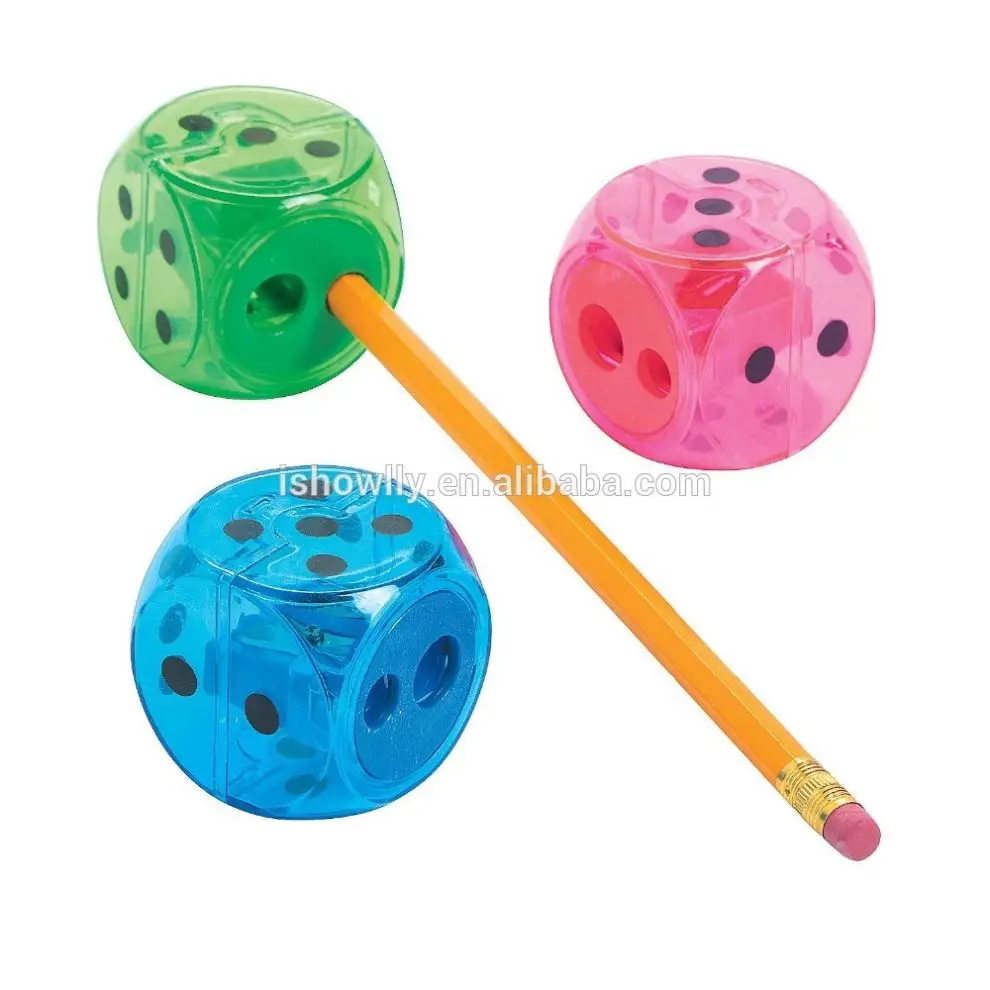 
Professional Factory Supply Novelty Promotional Plastic Two Hole Colorful Dice Shaped Pencil Sharpeners for Stationery Gifts 