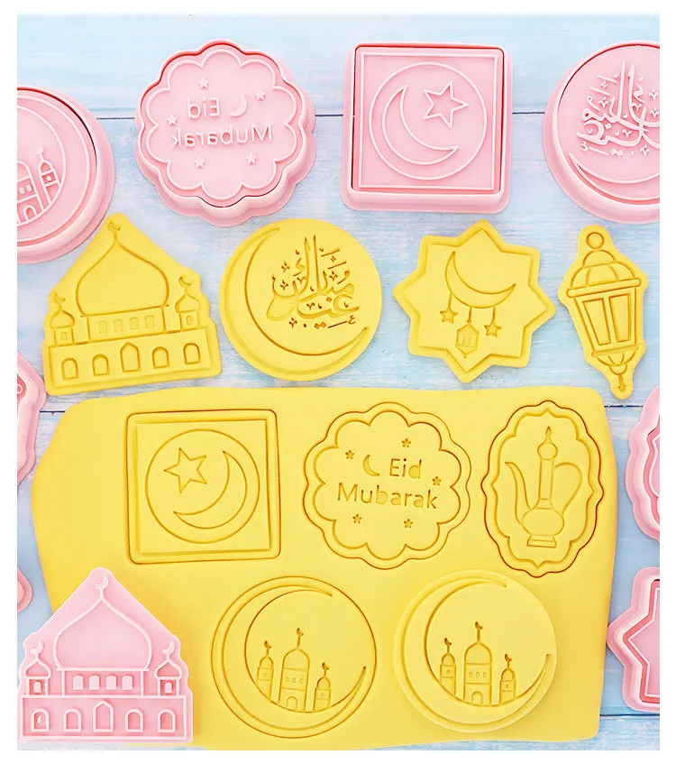 Superwin New 2022 Biscuit Mould Diy 3D Baking Tools Plastic Ramadan Cookie Cutter Eid Mubarak Cake Mold For Islamic Muslim