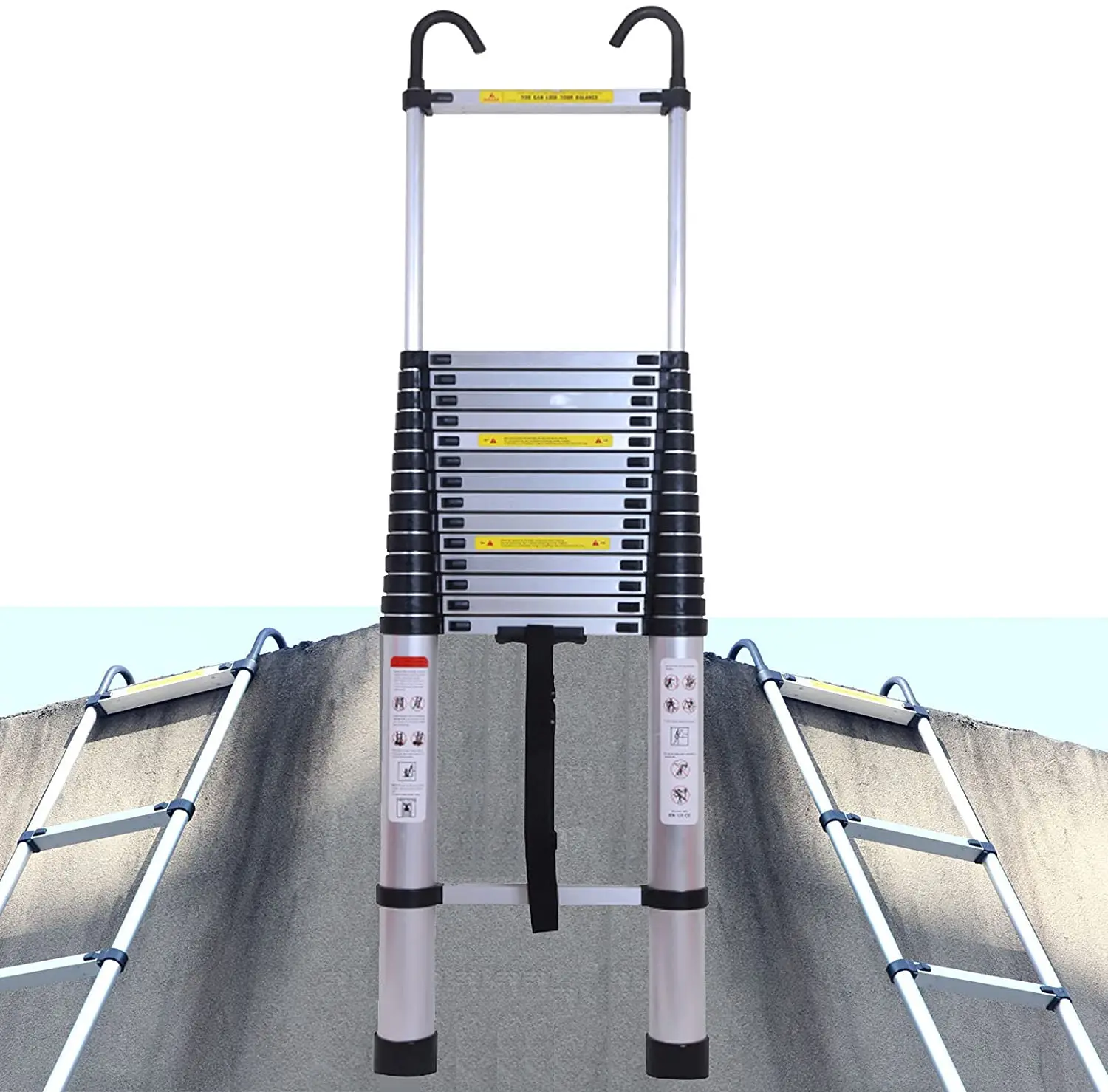 20.34ft/6.2m Aluminum telescopic ladder with Non-Slip feet and stable hook