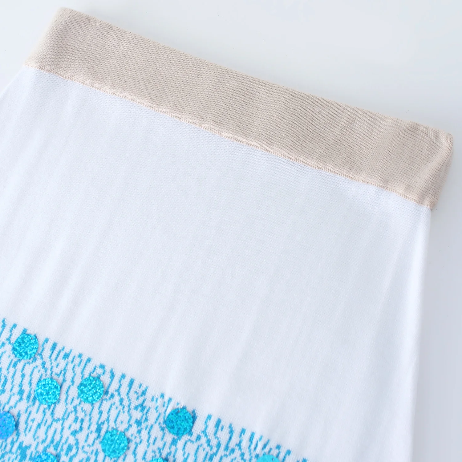 Custom Designer Korean Summer Clothes for Women Elegant Blue White Gradient Tie Dye Panelled Midi Pencil Knit Female Skirt 2024