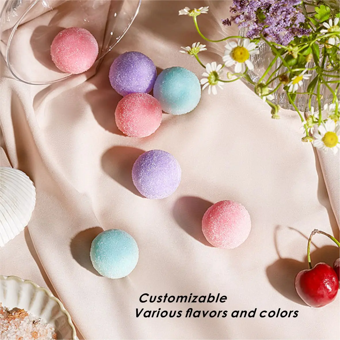 Nasyi Private Label Fast Shipping Natural Organic Fruit Salt Body Scrub Exfoliating Strawberry Candy Ball Scrub Mini Body Care