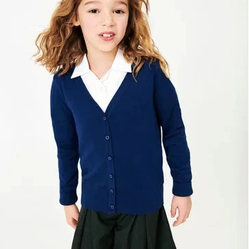 VSCOO cheap solid color v neck long sleeve knitting cardigan school uniform winter sweater