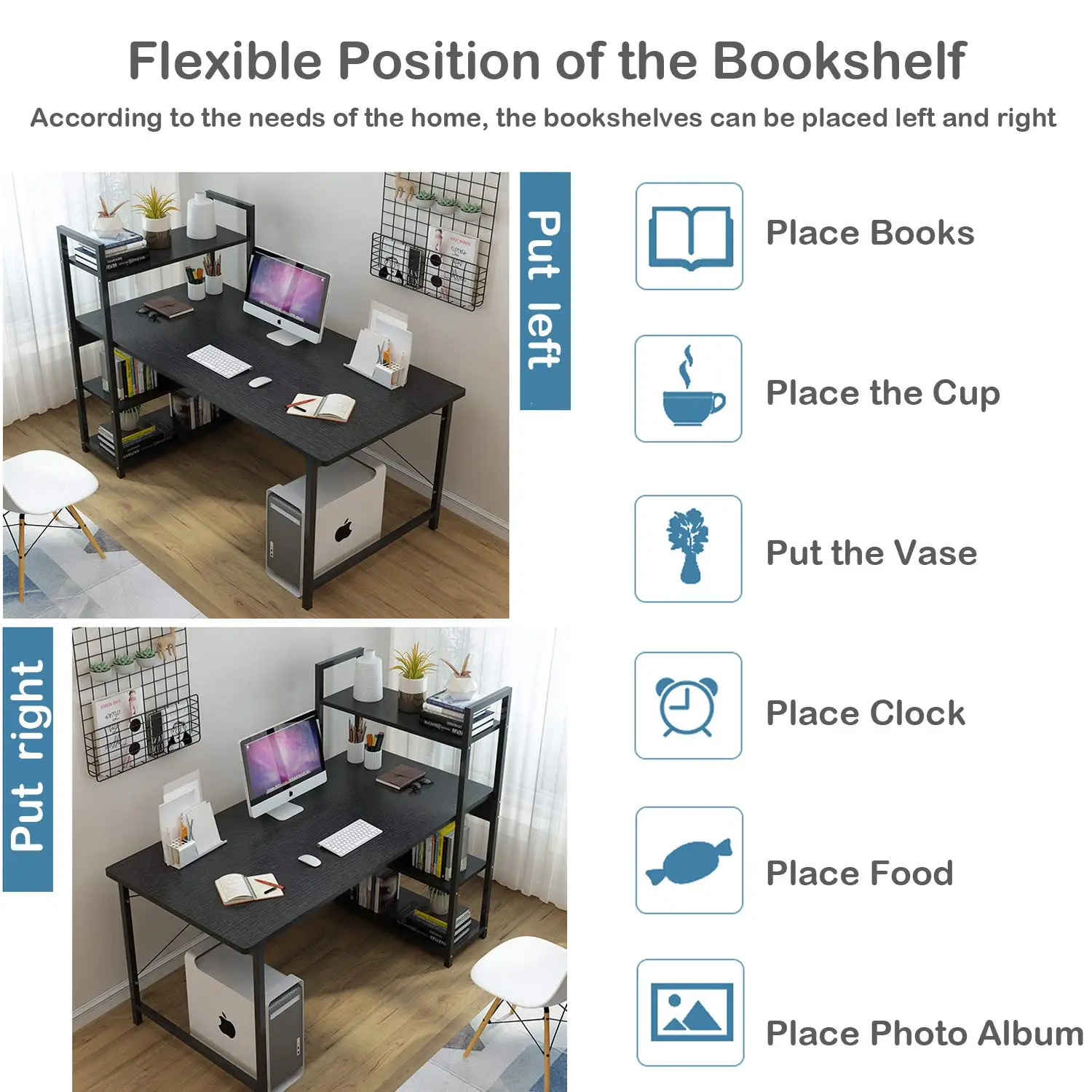 Escritorio para computadora simple wooden stable steady corner office working study tables desk furniture with storage shelves