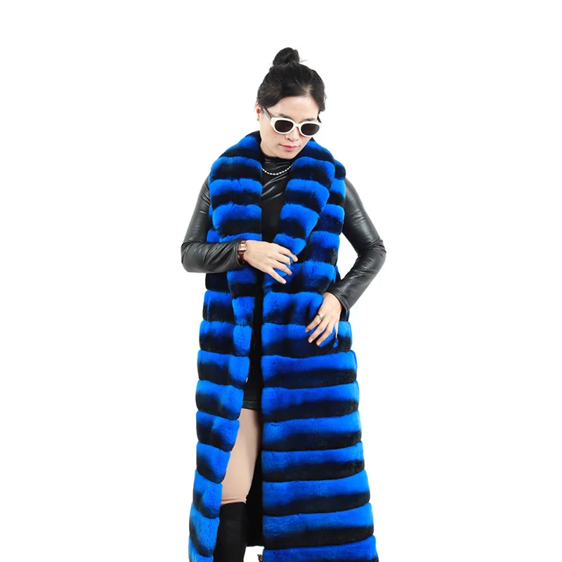 factory wholesale furry winter  stylish soft long turn-down Collar  rex rabbit fur vest for women