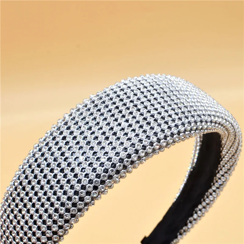  YLFashion White Headbands Full Crystal Sponge Bling Hairbands Sparkly Padded Rhinestones Headband For