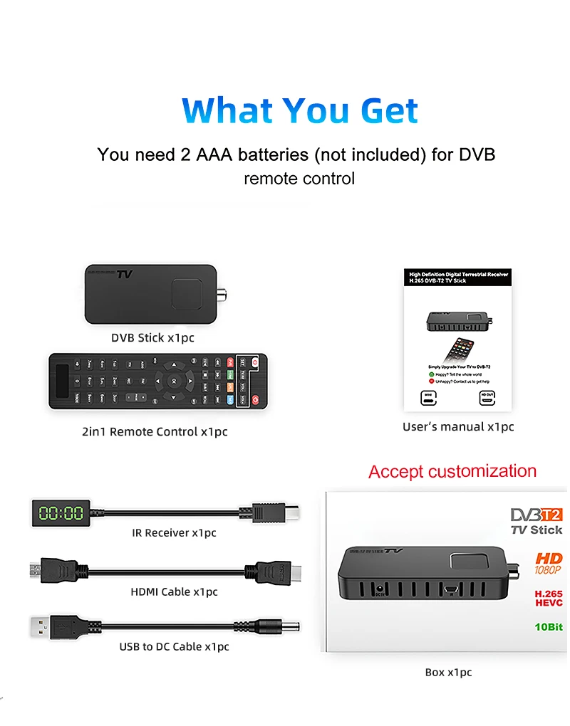 High QUALITY h265 High Definition 1080P DVB-T2 / C / S2 Combo Decoder Satellite TV Receiver Set Top Box