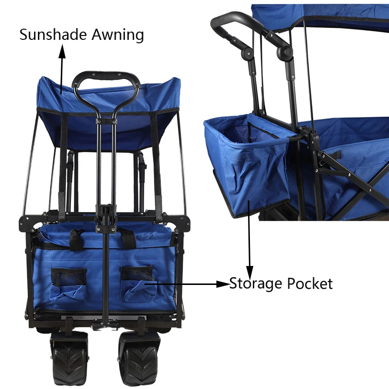 Factory OEM Custom Outdoor Steel Heavy Duty Folding Beach Wagon Cart