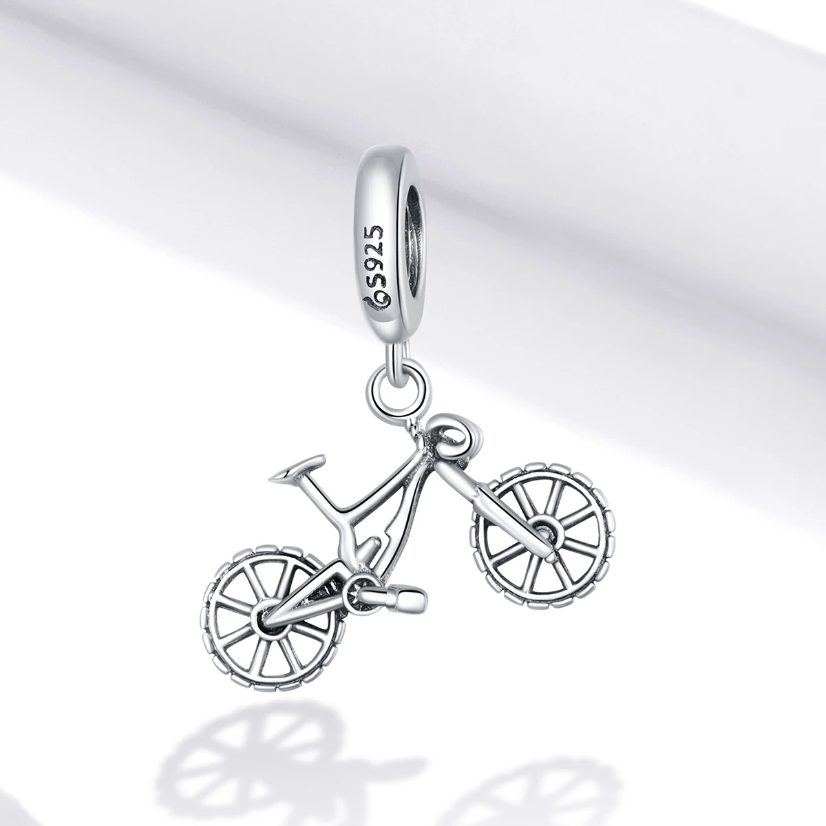 Fashion Sterling Silver 925 Mountain Bike Pendant Charm for DIY Necklace or Bracelet Jewelry Making
