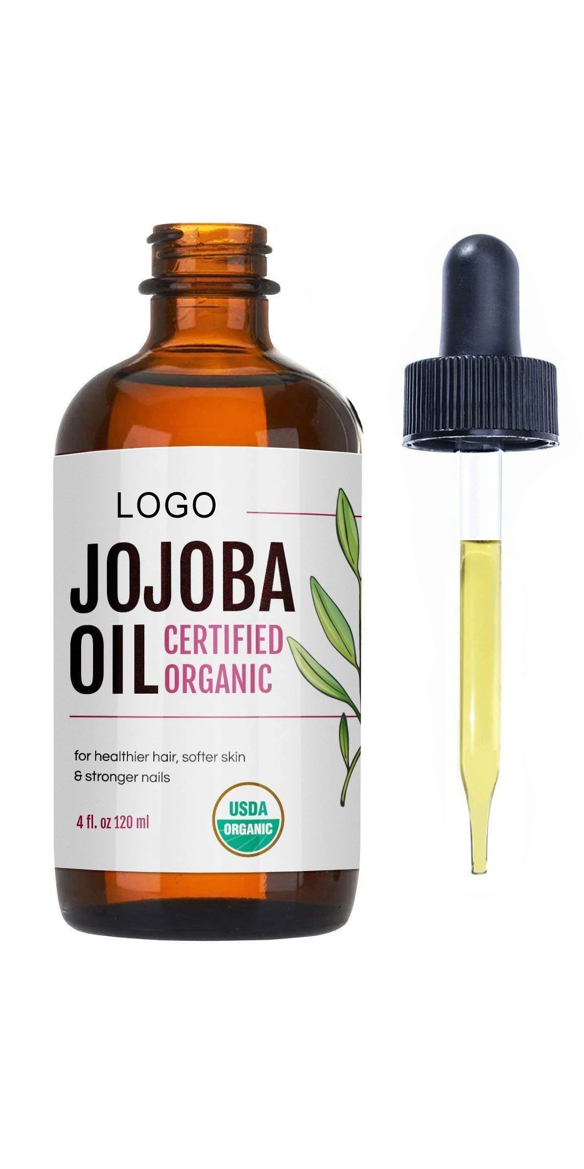 Custom logo 2oz 100% Pure Cold Pressed Organic Castor Oil Stimulate Growth for Eyelashes Eyebrows and Hair