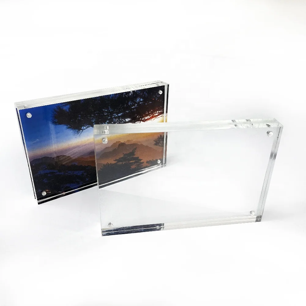 Acrylic Horizontal Magnet Double Sided Photo Frame 18MM Thickness Magnetic Clear Picture Frame Desktop Display Mothers Day Gifts