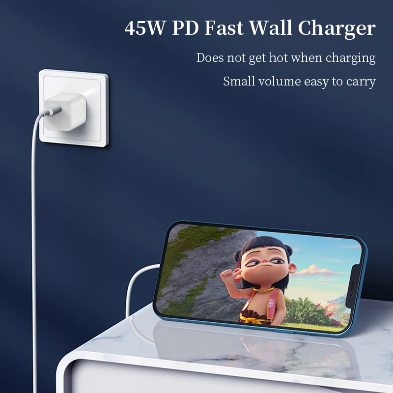 Зарядное устройство Gan на 45 Вт для Android, быстрая зарядка и адаптер для Sa